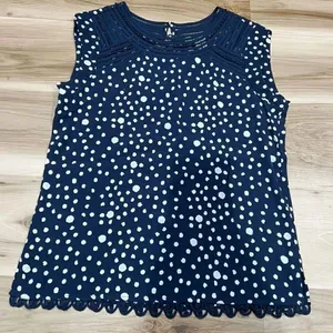 Anthropologie Meadow Rue Blue Polka Dot Sanna Top Women’s Small thumbnail 2