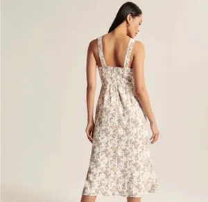 Abercrombie & Fitch Floral Tie Front Midi Dress Women's XL NWT Cottagecore thumbnail 3
