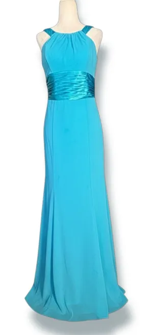 David’s Bridal Turquoise Chiffon Halter Maxi Dress Formal Evening Size‎ 2 thumbnail 1