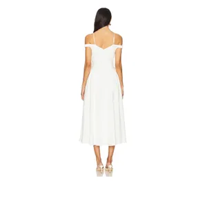 ASTR the Label Elvinia Dress White Off Shoulder Midi Pleated Bridal Bows thumbnail 3