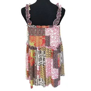 Aaka Floral Patchwork Chiffon Babydoll Dress Size Small Boho Country Chic Sexy‎ thumbnail 4
