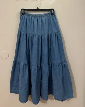 Vintage Tiered Denim Maxi Skirt thumbnail 1