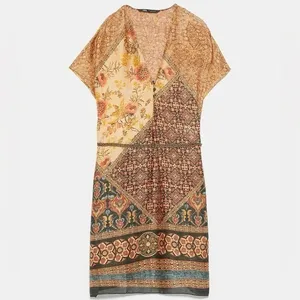 ZARA Women's Designer Bohemian Hippie Tunic Paisley Kaftan Belt thumbnail 12