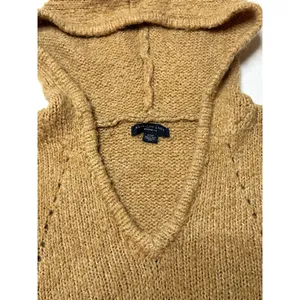 American Eagle Women’s Camel Knit Hoodie Sweater Small | Wool Blend V-Neck thumbnail 2