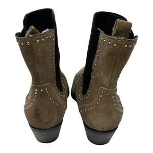 Paige Studded Suede Pointed Toe Chelsea Ankle Boots Taupe Size 7 thumbnail 6
