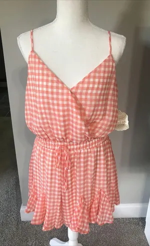 New altar’d state coral plaid romper thumbnail 1
