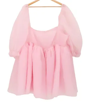 Selkie The Puff Dress Babydoll Mini Womens Size 16 Pink Princess Organza NWOT thumbnail 1
