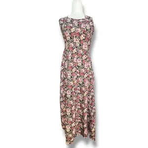 Vintage 90s All That Jazz Rose Floral Open Cross Back Maxi Dress Dark Romantic thumbnail 3