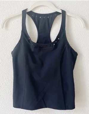 Gigi C Roberta Tank Top Black Size XS Laser Cut Cropped Athleisure Workout thumbnail 1