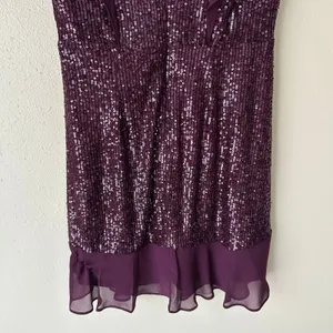 BCBGMaxAzria Purple Sequin Ruffle Mini Dress Size Small thumbnail 10