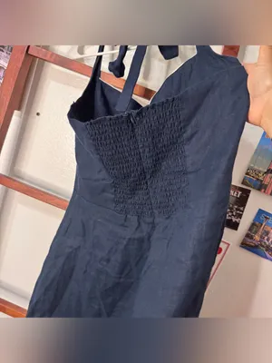 Reformation Linen Halter Navy Mini Dress Sweetheart thumbnail 7