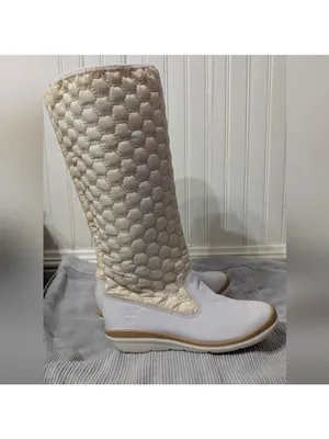 Timberland Kickadillaquilt Size 6 Boots White Leather 14In Vintage thumbnail 10