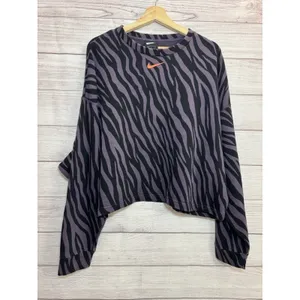 Nike Women's Sports Icon Clash Animal Print Crewneck Sweatshirt LARGE PURPLE-BLK thumbnail 3