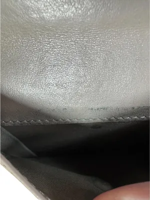 Fendi Gray Leather Card Holder Wallet with Gold Logo thumbnail 5