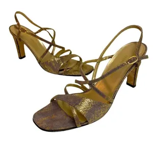 Sesto Meucci Size‎ 8 Gold Metallic leather Heels size 9.5N A10 thumbnail 1