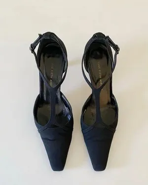 Vintage 90s Strappy Pointed Toe Heels Black Size 6 thumbnail 2