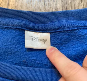 Disney Vintage Blue Patchwork Fleece Sweater Size L thumbnail 3