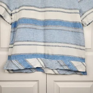 Lou & Grey Linen Cotton Striped Crop Top Blue White Grey Size M thumbnail 16