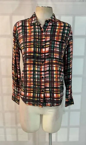 🔥🔥5 for $25🔥🔥Sunday best aritzia colorful plaid long sleeve button down shirt thumbnail 1