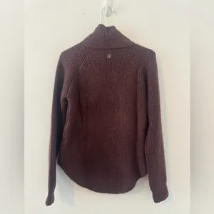 Kuhl Sienna Sweater Burgundy Cowl Neck Chunky Knit Curved Hem Size XS thumbnail 2