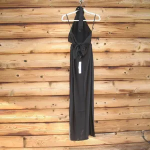 NWT MINKPINK XS Black Satin Halter Cut Out Maxi Dress Gown thumbnail 8