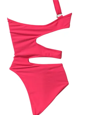 Hot Pink Asymmetric Cutout One-Piece Swimsuit Brand New thumbnail 6