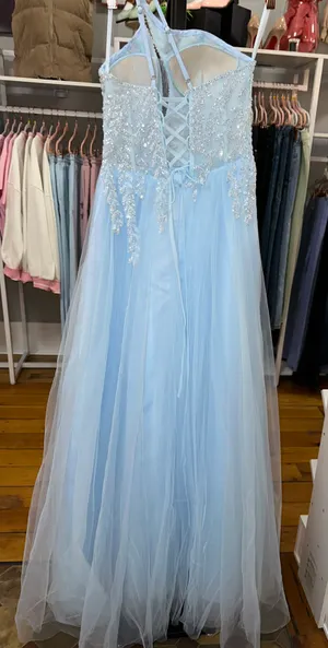 PromGirl Gorgeous Baby Blue Sequin Formal Gown thumbnail 9