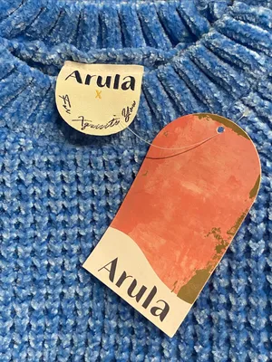 Arula Haisley Waffle Chenille Crop Sweater NWT 0X Blue thumbnail 2