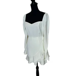 Revolve White Mini Wrap Dress MEDIUM Romantic Ruffle Bridal More to Come $84 NEW thumbnail 4