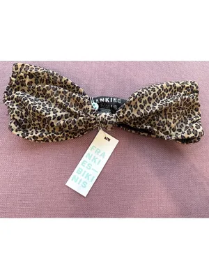 Frankies Bikinis Crescent Bandeau Bikini Top in Baby Leopard Small Womens Swim thumbnail 5