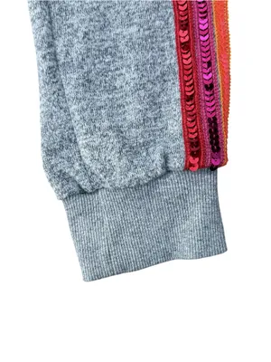 Lola And The Boys Heather Grey Rainbow Sequins Crew Neck Joggers Knit Set Small thumbnail 9