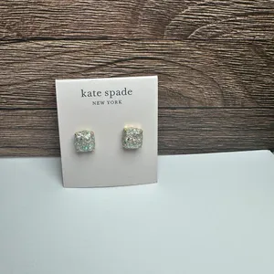 Kate Spade “opal” Glitter Square Gold Tone Pierced Stud Earrings NWT $32 thumbnail 9