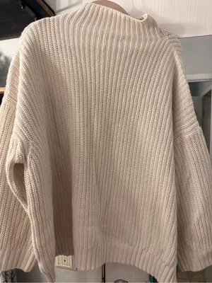 American Eagle Outfitters Cream Chunky Ribbed Turtleneck Sweater thumbnail 4