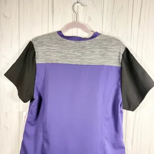 NWT RBX Mixed Media Medical Scrubs Top Purple Black Gray, Large thumbnail 6