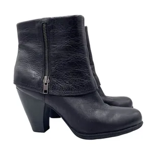 B.O.C. Born Concept Ankle Boots Size 9 Black Leather Foldover Cuff Side Zipper thumbnail 1