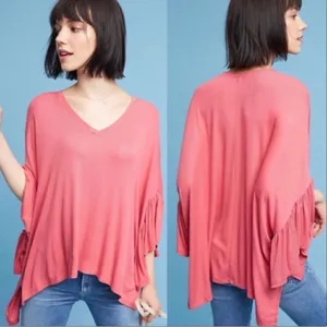Anthropologie Akemi + Kin Capa Fluttered Tunic in Pink Women’s Sz M/L Oversized thumbnail 2