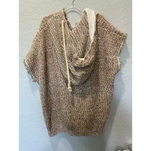 Easel Hoodie Short Sleeve Pullover Hoodie Sweater poncho Boho Artsy Comfy thumbnail 6