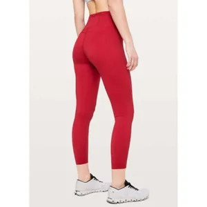 Lululemon Fast and Free 7/8 Leggings Pants Pockets Running Dark Red Womens 16 thumbnail 8
