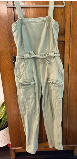 Chelsea & Violet Sage Green Utility Cargo Jumpsuit Cutout Back Size Small thumbnail 1