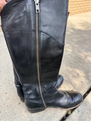 Frye Black Leather Knee-High Zip Riding Boots thumbnail 9