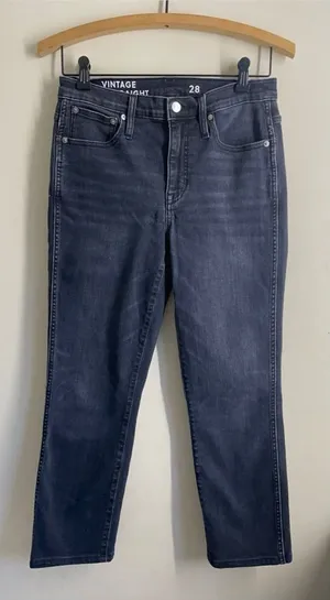 J.Crew Vintage Slim Straight Jeans Women’s 28 Charcoal Black Ankle Crop thumbnail 1