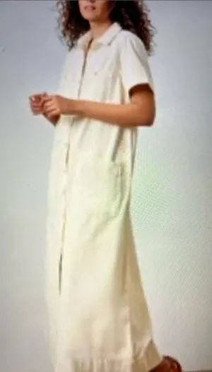 Allen Allen Cream Button-Front Maxi Shirt Dress or kimono thumbnail 1