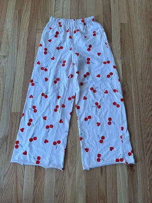Grayson Threads Cherry Print Wide Leg Pajama Pants Small Pink Red Coquette Loungewear Soft Girl thumbnail 2