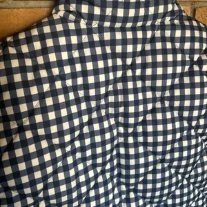 J. Crew Navy and White Gingham Quilted Excursion Full Zip Down Filled Vest XL thumbnail 3