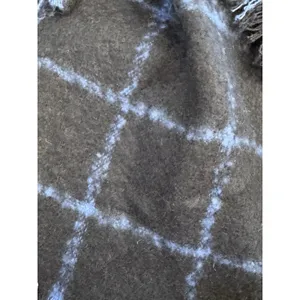 Lauren Ralph Lauren Blue Checked Large‎ Scarf Shawl 25•84" Fringe thumbnail 2