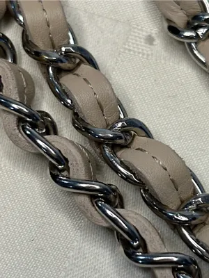 Tory Burch Taupe Leather-Accented Silver Chain Replacement Strap thumbnail 4
