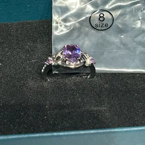 Elegant Purple Silver 925 Ring size 8 thumbnail 2