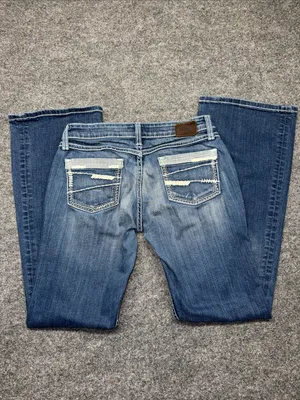 BKE Women's Medium Blue Low-Rise Bootcut Jeans with Subtle Distress thumbnail 3