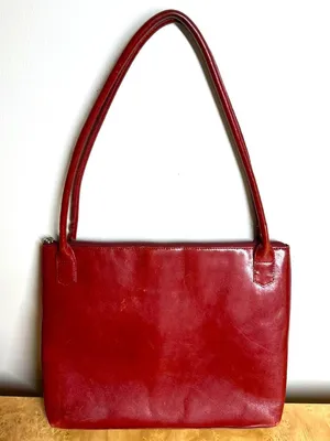 Vintage HOBO International Red Leather Shoulder Bag Tote Purse Minimalist Y2K thumbnail 2