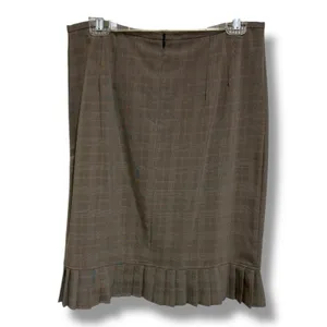 KC Spencer New York Brown Beige Pink Plaid Pleated Ruffle Hem Pencil‎ Skirt 12 thumbnail 6
